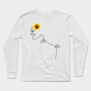 Rise, Shine and be Happy | One Line Drawing | One Line Art | Minimal | Minimalist Long Sleeve T-Shirt